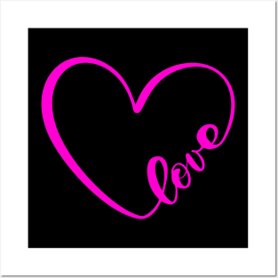 HOT Pink Heart Shape - Heart Art Posters and Art